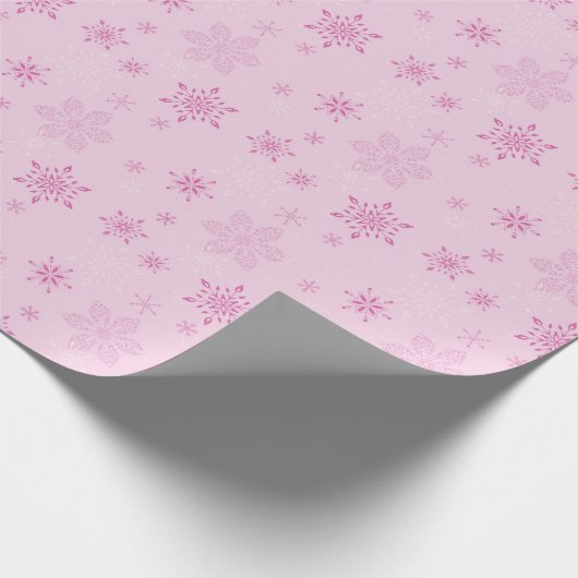 Pink Snowflake Holiday Sparkone Geschenkpapier (Ecke)