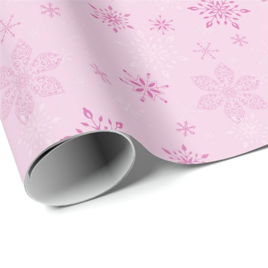 Pink Snowflake Holiday Sparkone Geschenkpapier (Rolleneckpunkt)