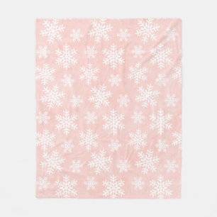 Pink Snowflake Holiday Weihnachten Feminine Fleecedecke