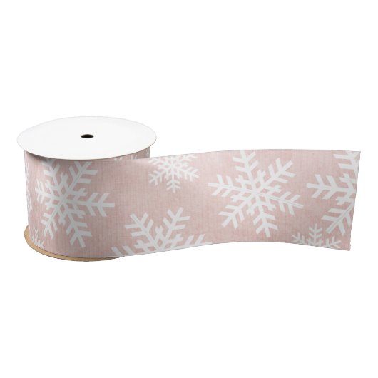 Pink Snowflake Holiday Weihnachten Feminine Satinband (Spule)