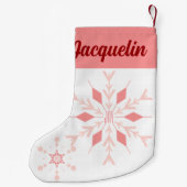 Pink Snowflake JOY mit Namen Kleiner Weihnachtsstrumpf (Rückseite)