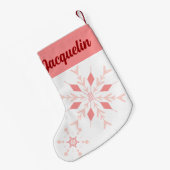 Pink Snowflake JOY mit Namen Kleiner Weihnachtsstrumpf (Rückseite (Hängend))