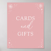 Pink Snowflake Kinderduschkarten und Geschenkschil Poster (Vorne)