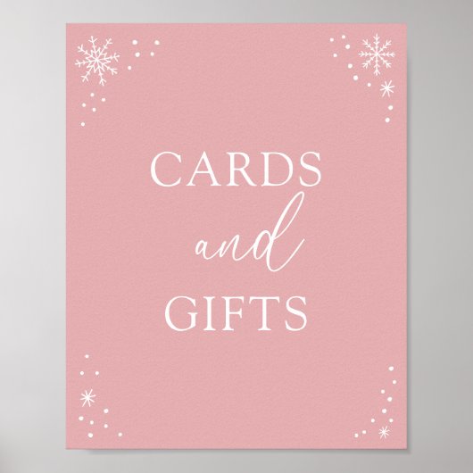 Pink Snowflake Kinderduschkarten und Geschenkschil Poster (Vorne)