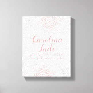 Pink Snowflake Kinderzimmer Babystatistik Leinwanddruck