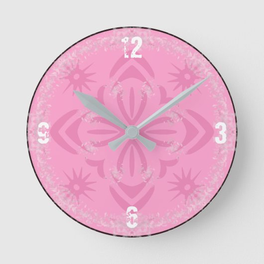 Pink Snowflake Küche Runde Wanduhr (Vorderseite)