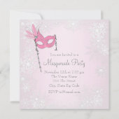 Pink Snowflake Masquerade Party Einladung (Rückseite)