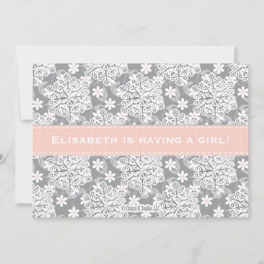 Pink Snowflake Mobile Crib Kinderdusche Einladung (Rückseite)
