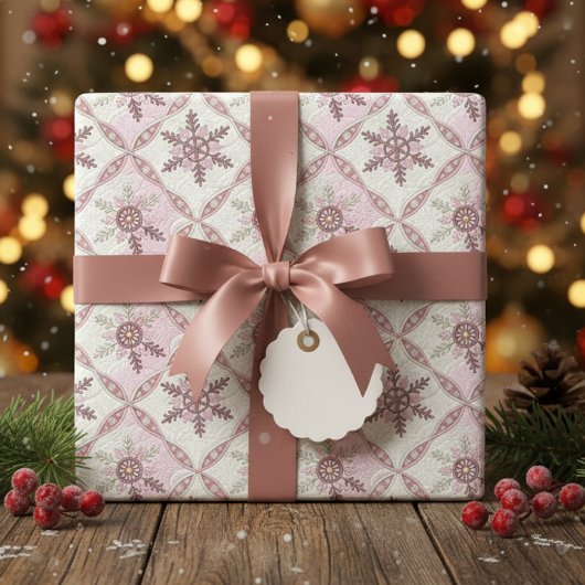Pink Snowflake Muster Winter Geschenkpapier