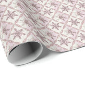 Pink Snowflake Muster Winter Geschenkpapier (Rolleneckpunkt)