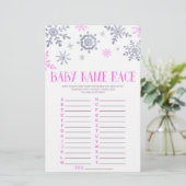 Pink Snowflake Name Race Baby Shooting Game-Aktivi Briefpapier (Stehend Vorderseite)