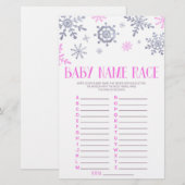 Pink Snowflake Name Race Baby Shooting Game-Aktivi Briefpapier (Vorne/Hinten)
