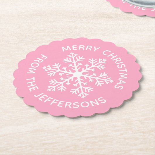 Pink Snowflake Paper Untersetzer (angewinkelt)