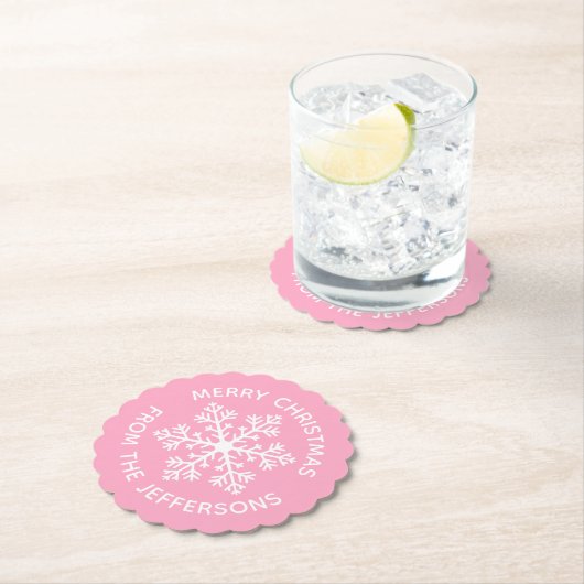 Pink Snowflake Paper Untersetzer (Vor Ort)