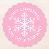 Pink Snowflake Paper Untersetzer (Vorderseite)