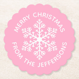Pink Snowflake Paper Untersetzer