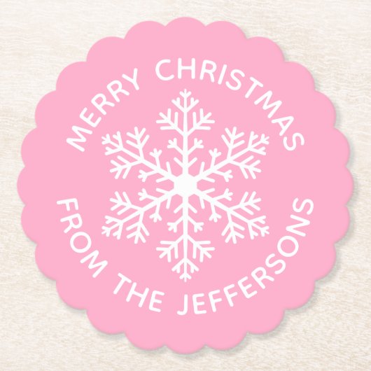 Pink Snowflake Paper Untersetzer (Vorderseite)