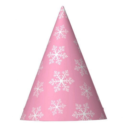 Pink Snowflake Party Hats Partyhütchen (Vorderseite)