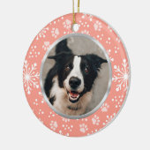 Pink Snowflake Paw Muster Pet Foto Keramik Ornament (Links)