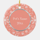 Pink Snowflake Paw Muster Pet Foto Keramik Ornament (Hinten)