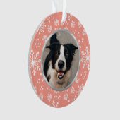 Pink Snowflake Paw Muster Pet Foto Ornament (Vorderseite)