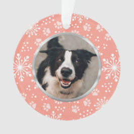 Pink Snowflake Paw Muster Pet Foto Ornament