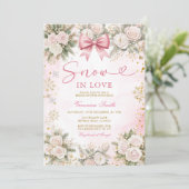 Pink Snowflake Snow in Love Winter Bridal Shower Einladung (Stehend Vorderseite)