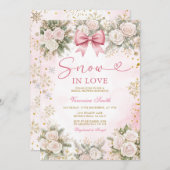 Pink Snowflake Snow in Love Winter Bridal Shower Einladung (Vorne/Hinten)