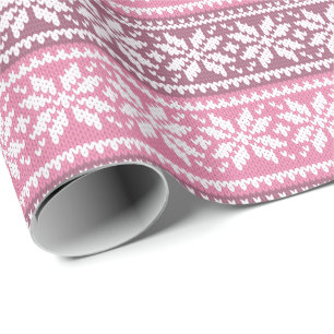 Pink Snowflake Strick Sweater Pattern Winter Geschenkpapier