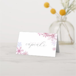 Pink Snowflake Tent Menu Card  Platzkarte