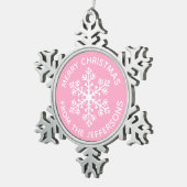 Pink Snowflake Weihnachtsschmuck Schneeflocken Zinn-Ornament (Rechts)