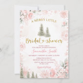 Pink Snowflake Winter A Merry Little Bridal Shower Einladung (Vorderseite)