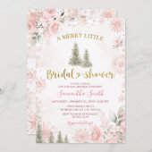 Pink Snowflake Winter A Merry Little Bridal Shower Einladung (Vorne/Hinten)