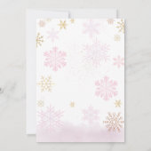 Pink Snowflake Winter Girl Baby Dusche Einladung (Rückseite)