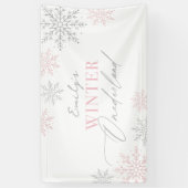 Pink Snowflake Winter Onederland 1. Geburtstag Banner (Vertikal)
