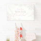 Pink Snowflake Winter Onederland 1. Geburtstag Banner (Insitu)