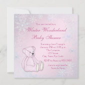 Pink Snowflake Winter Wonderland Babydusche Einladung (Rückseite)