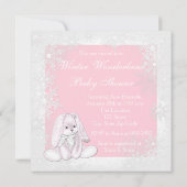 Pink Snowflake Winter Wonderland Babydusche Einladung (Rückseite)