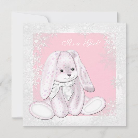 Pink Snowflake Winter Wonderland Babydusche Einladung (Vorderseite)