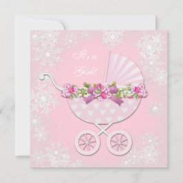 Pink Snowflake Winter Wonderland Babydusche Einladung