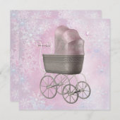 Pink Snowflake Winter Wonderland Babydusche Einladung (Vorne/Hinten)