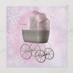 Pink Snowflake Winter Wonderland Babydusche Einladung