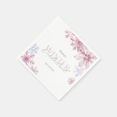 Pink Snowflake Winter Wonderland First Birthday  Serviette (Ecke)