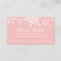Pink Snowflakes Baby Dusche Windeln Raffle Ticket