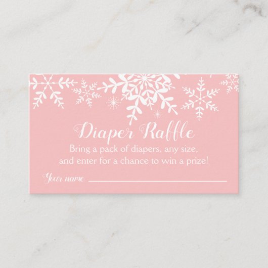 Pink Snowflakes Baby Dusche Windeln Raffle Ticket Begleitkarte (Vorderseite)