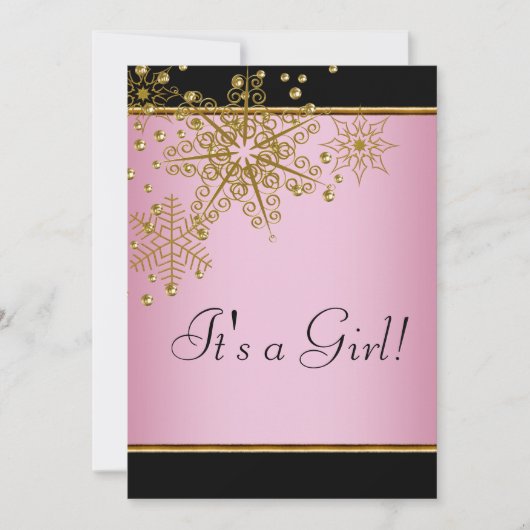 Pink Snowflakes Baby Girl Dusche Einladung (Vorderseite)