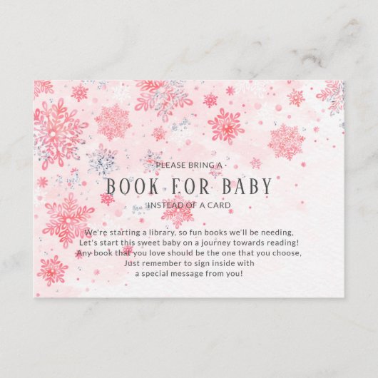 Pink Snowflakes Baby Showbook for Baby Card Begleitkarte (Vorderseite)
