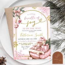 Pink Snowflakes Bundle Joy Winter Baby Shower