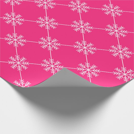 Pink Snowflakes Diagonal Square Muster Geschenkpapier (Ecke)