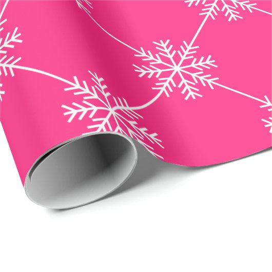 Pink Snowflakes Diagonal Square Muster Geschenkpapier (Rolleneckpunkt)